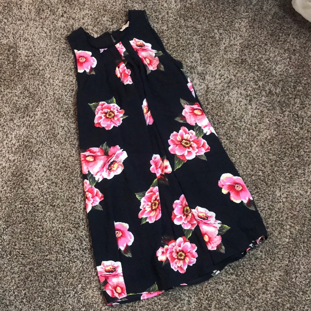 Anthropologie Umgee Black Pink Floral Midi Dress
